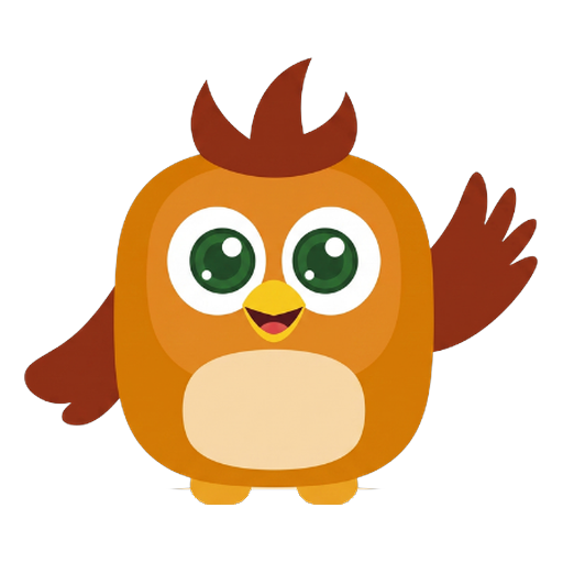 Birdy, the wake-up mascot, waving hello
